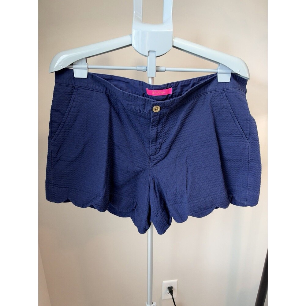 Lilly Pulitzer Womens Size 16 Navy Blue Buttercup Scalloped Edge Shorts Coastal
